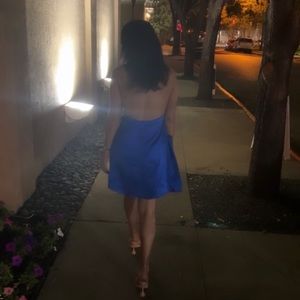 Zara- backless silk blue dress